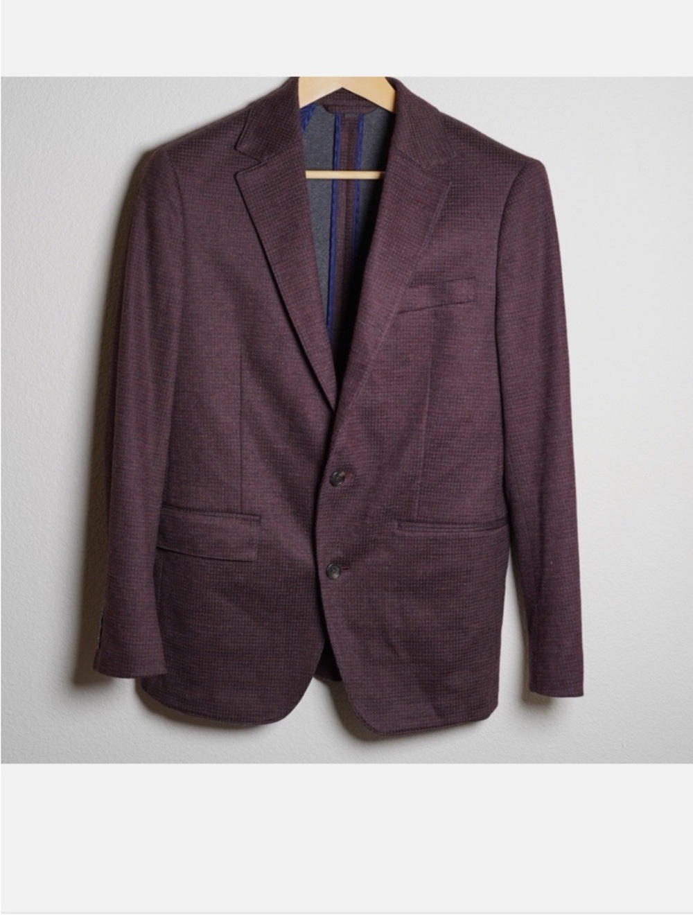 Bobonos Men's Burgundy KnitTextured Two-Button Blazer 38R slim fit